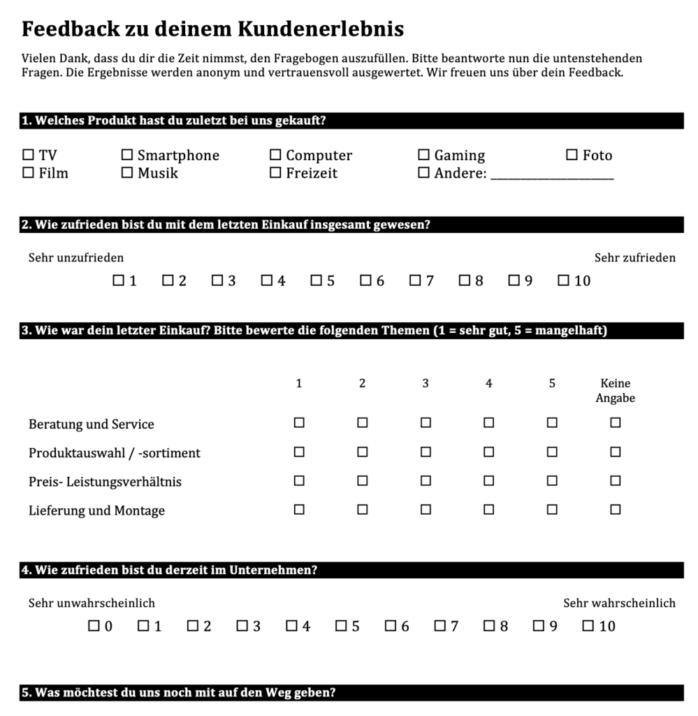 Vorlagen und Muster zur Messung der Kundenzufriedenheit - Download für Word, Pages und PDF